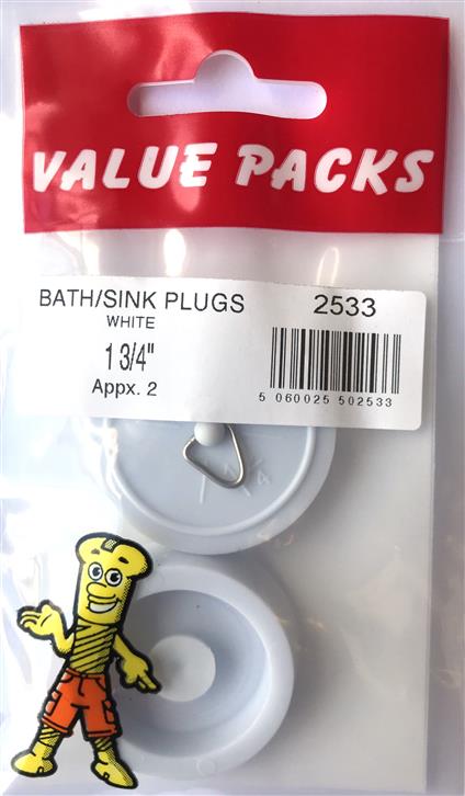 Get 2533 BSP134 1 3/4'' White Plugs - Pack of 2