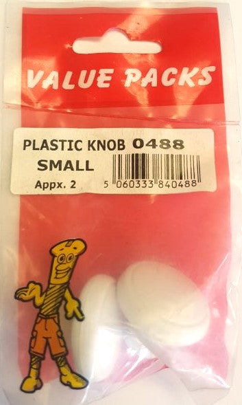 0488 - PKW - Bouton de porte, petit, en plastique blanc - 2/PAQUET