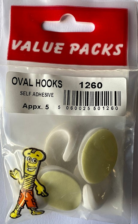 Crochets ovales autocollants - Lot de 5