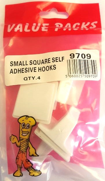9709 - SASHS Petits Crochets Auto-Adhésifs Carrés - Paquet de 5 | Solution d'Organisation Pratique