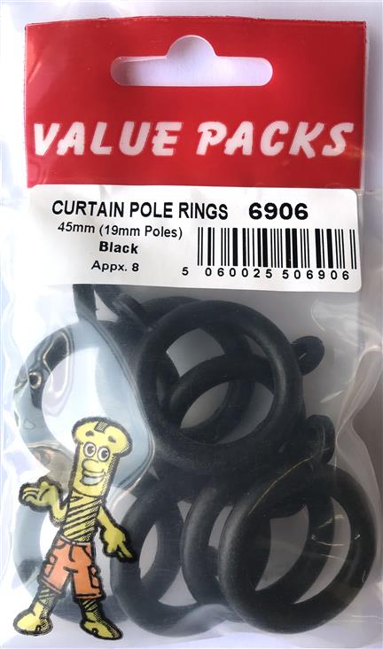 Sublimez votre décoration : Anneaux de tringle à rideaux noirs CPR45B 6906 - Lot de 8
