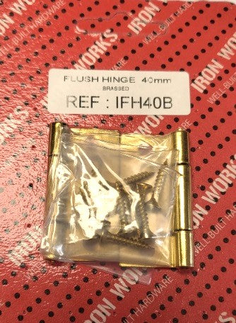 40mm Brassed Flush Hinge (Pair) High-Quality Hardware for Cabinets & Doors
