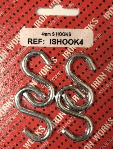 ISHOOK4 - Crochet en S 4mm Zingué (4 pièces)