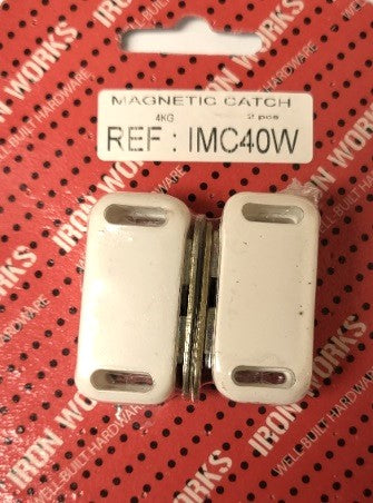 IMC40W - Loquet magnétique 40 mm 4 kg en blanc - Fixe solidement les portes d'armoires