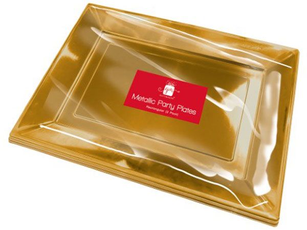 Lot de 2 plateaux/plats de fête rectangulaires métalliques Giftmaker