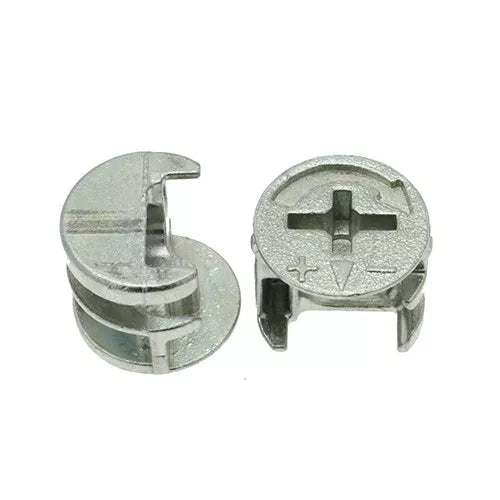 Furniture Cam Lock Nuts, Nickel 15mm Diameter x 11.7mm Long 2PK