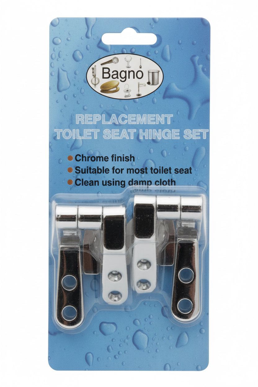 Charnières de remplacement pour abattant WC en métal massif et kit de fixation finition chromée