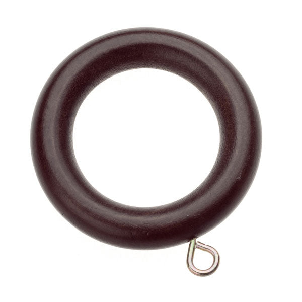 Curtain Pole Rings With Fixed Eyelet, Dark Brown Plastic, Internal Diameter 28mm (To Fit Curtain Poles Up To 20mm Diameter)