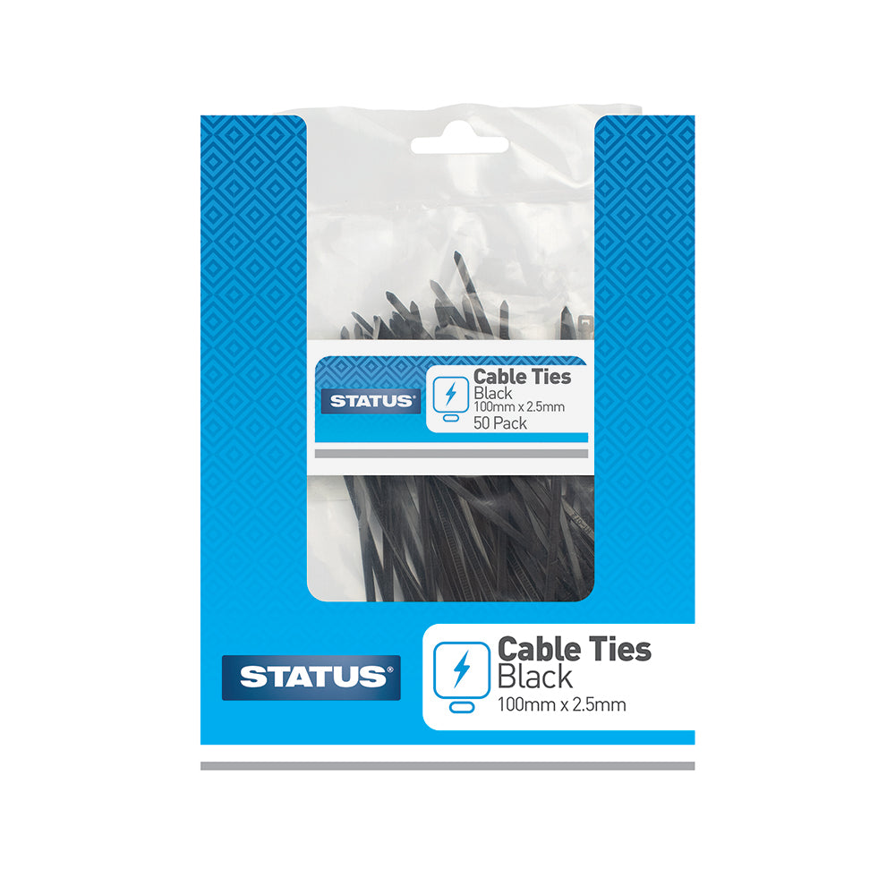 100 mm - Noir - Colliers de serrage - Lot de 50