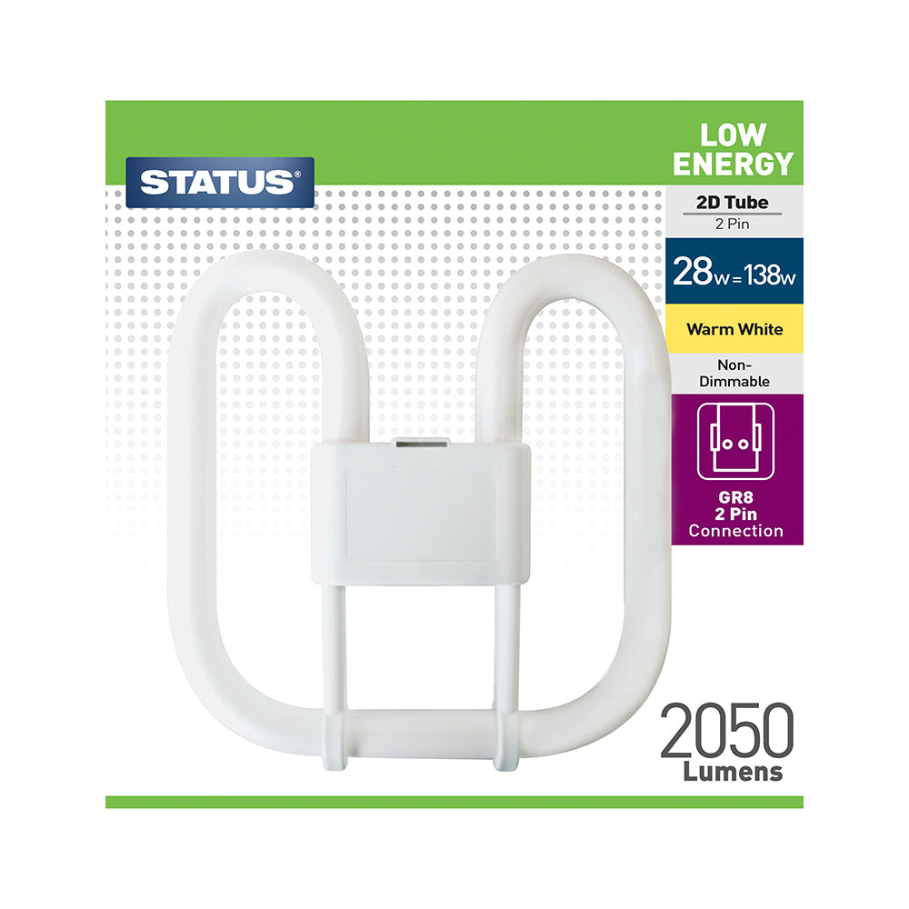 28W = 138W - Faible consommation - 2D - Blanc chaud - 2 broches - Boîte de 1