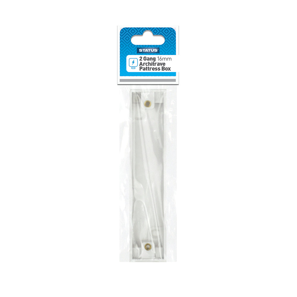 2 gang - 16mm - Architrave Pattress Box - White -1 pk