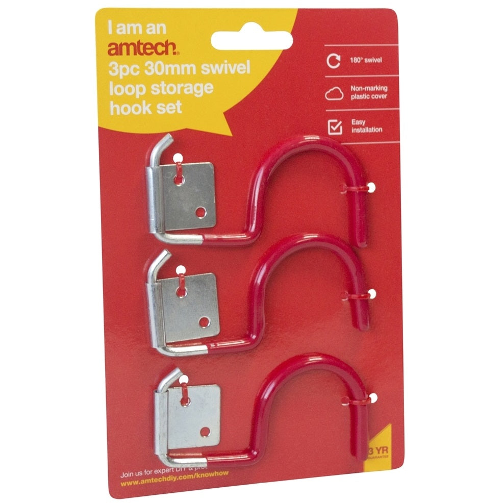 Lot de 3 crochets de rangement pivotants de 30 mm pour garage et intérieur