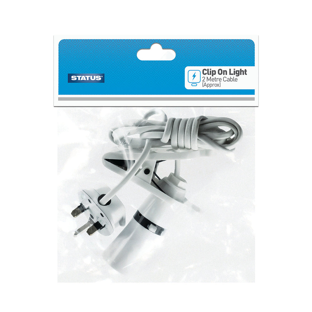 Clip on Light 2Mtr Cable White Plug