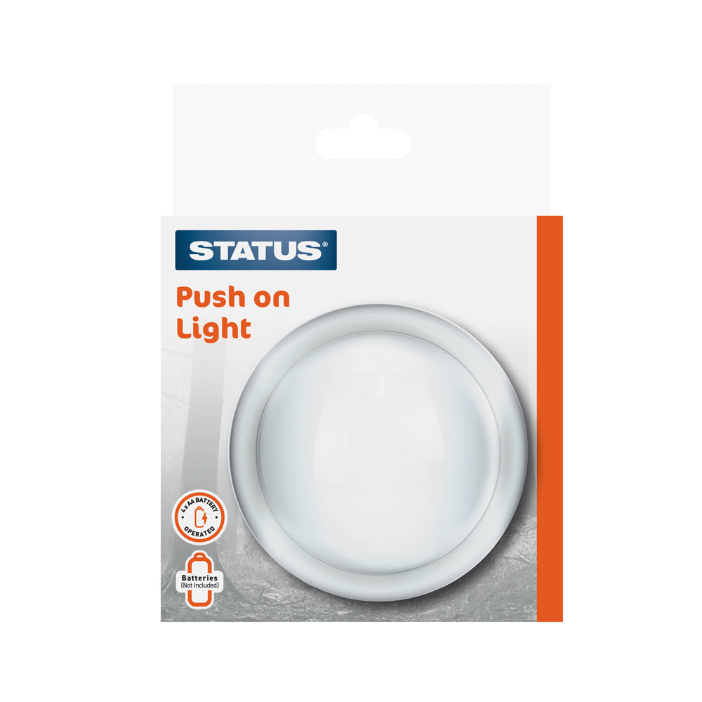 Push on Light - Circular - 4 x AA batteries (not included) - White - Status - 1 pk