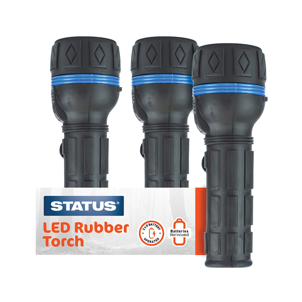 Rubber Torch - 2 x D batteries (not included) - Black - 1pc