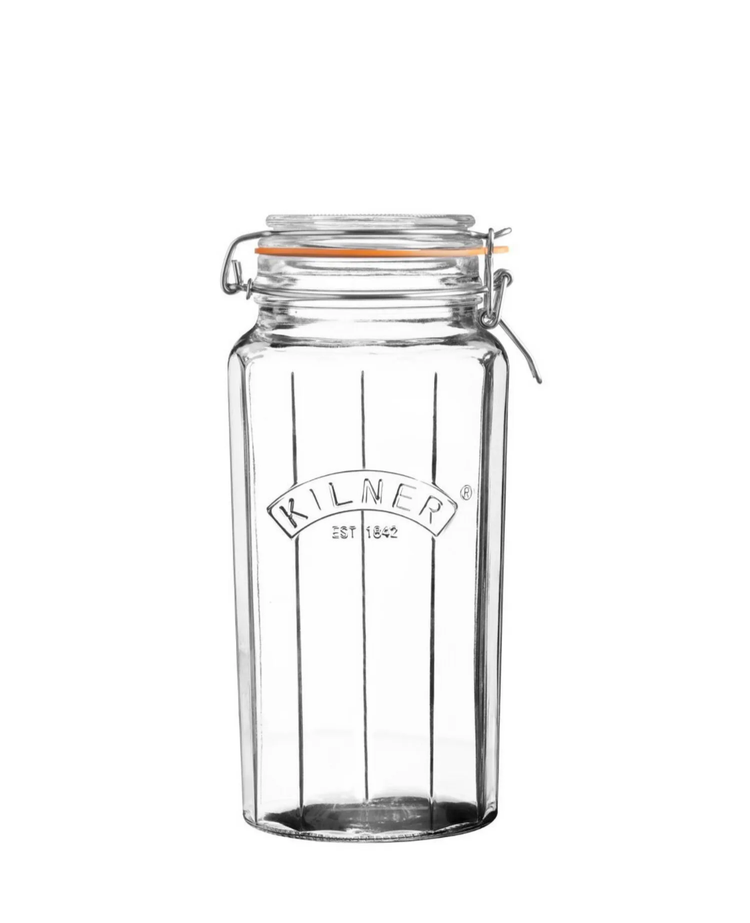 Récipient en verre de 1,8 L avec couvercle à clip pour riz, pâtes, farine - Bocal de conservation hermétique