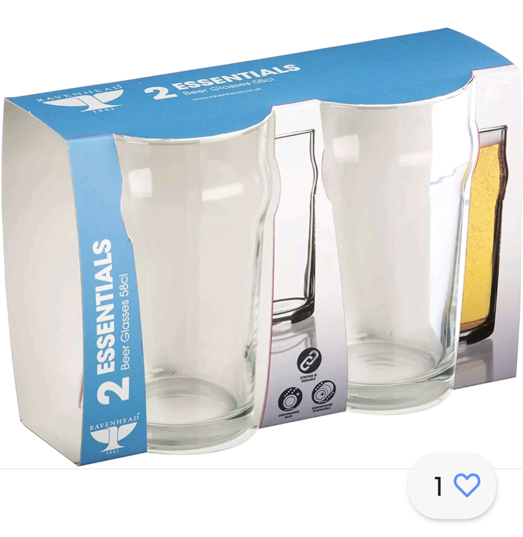 Ravenhead Lot de 2 verres élégants Essentials Sleeve Nonik Facile à laver 56cl