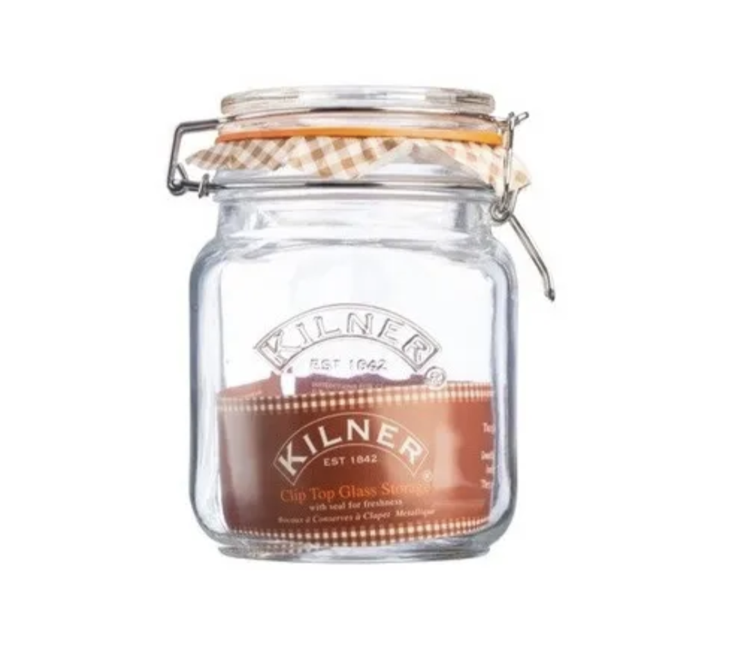 Kilner Bocal de conservation carré avec couvercle à clip, 1 L, 1000 ml