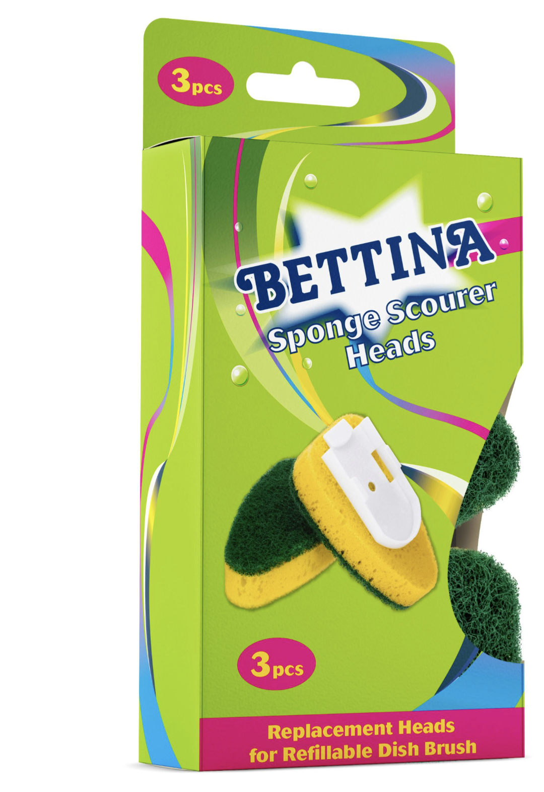 B155RG3 Bettina Têtes d'éponge récurante vertes 3 pièces