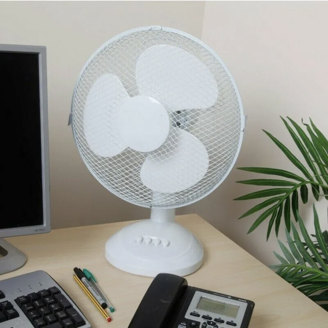 Ventilateur de bureau électrique oscillant de 12 pouces, 3 vitesses, silencieux, portable, pour la maison et le bureau