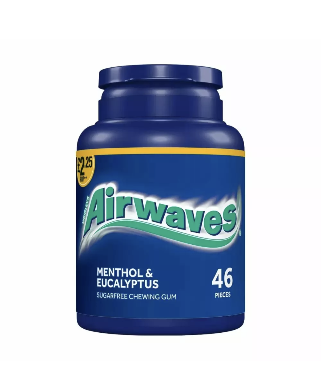 Chewing-gum sans sucre Airwaves Menthol & Eucalyptus Flacon de 65 g