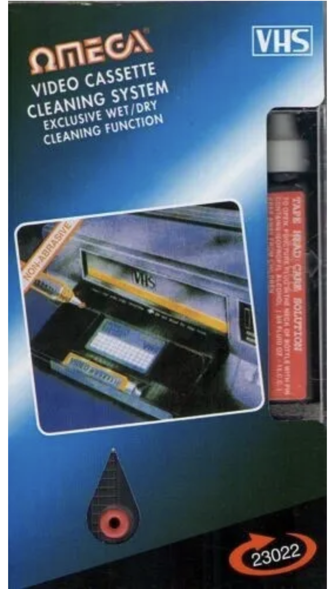 Omega VHS VCR Cassette Tape Video Head Cleaner System Dry & Wet with Fluid x 1