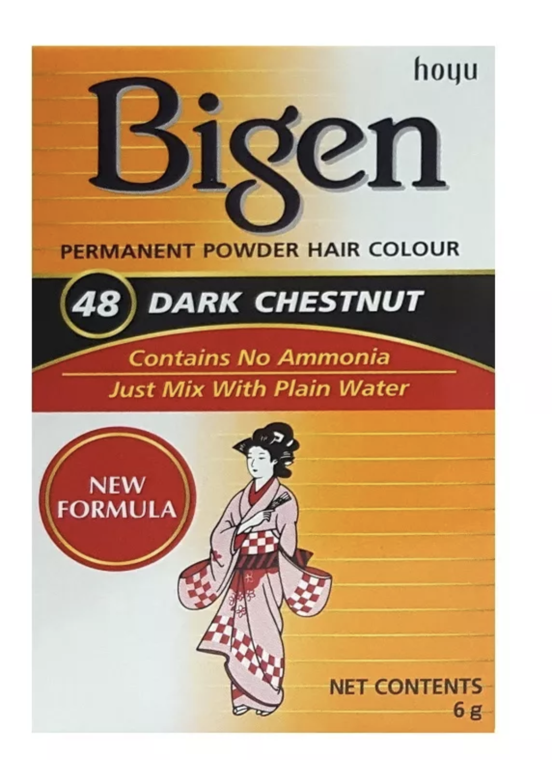Bigen Permanent Powder Hair Color NEW FORMULA - Dark Chestnut 48 6g