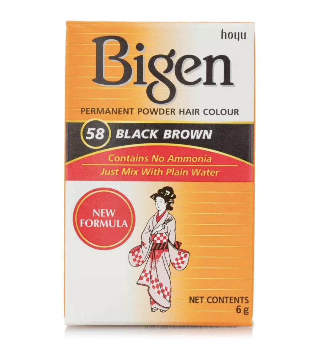 Bigen Teinture Permanente en Poudre Couleur Cheveux Noir Brun 58 6g