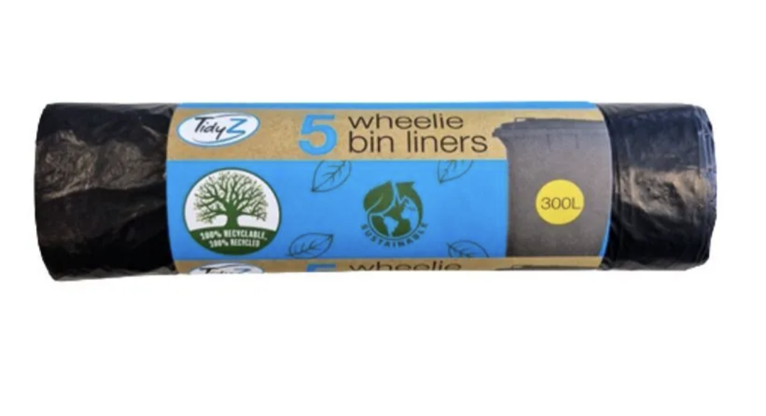 TidyZ Strong Wheelie Bin Liners 300 Litre (Roll of 5)