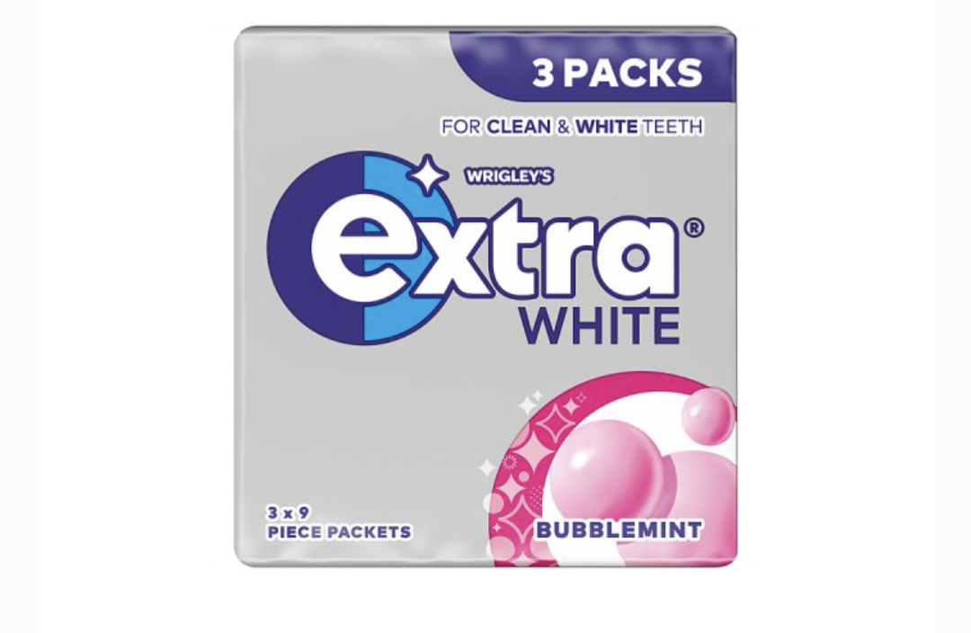 Wrigley's Extra White Bubblemint Chewing
Gum 3Pk
