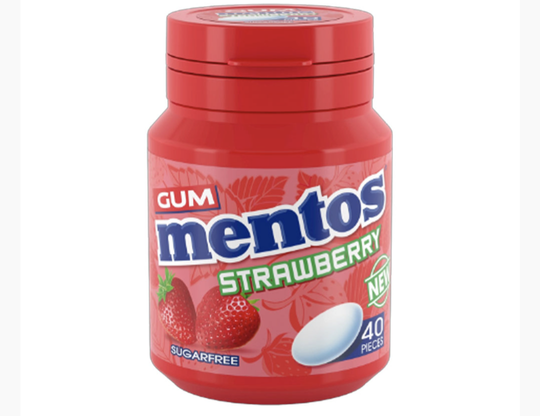 Mentos Chewing-gum sans sucres Fraise 40 dragées