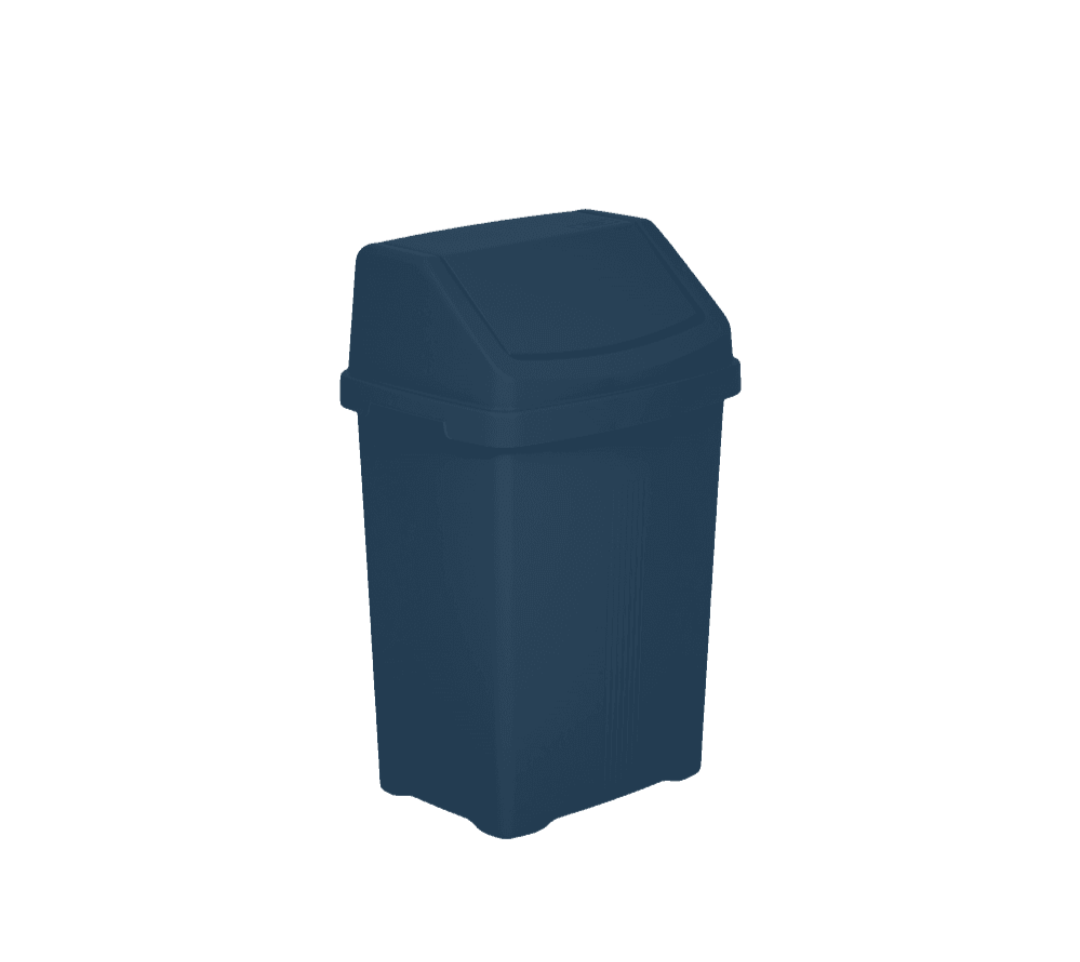 Poubelle à bascule en plastique 25 litres bleu marine