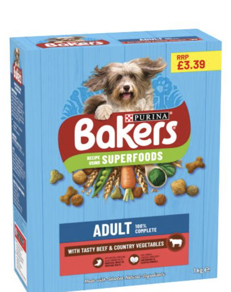 BAKERS 1KG DOG FOOD BEEF £3.39