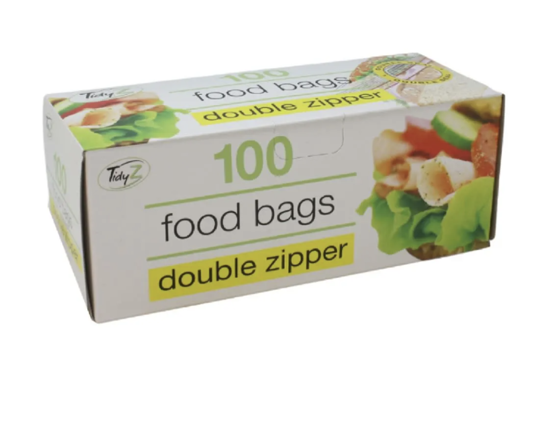 TIDYZ FOOD DOUBLE ZIPPER BAGS 100'S
