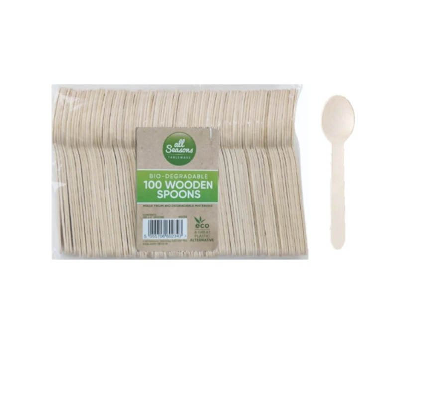 AS - 100pk Wooden Spoons
