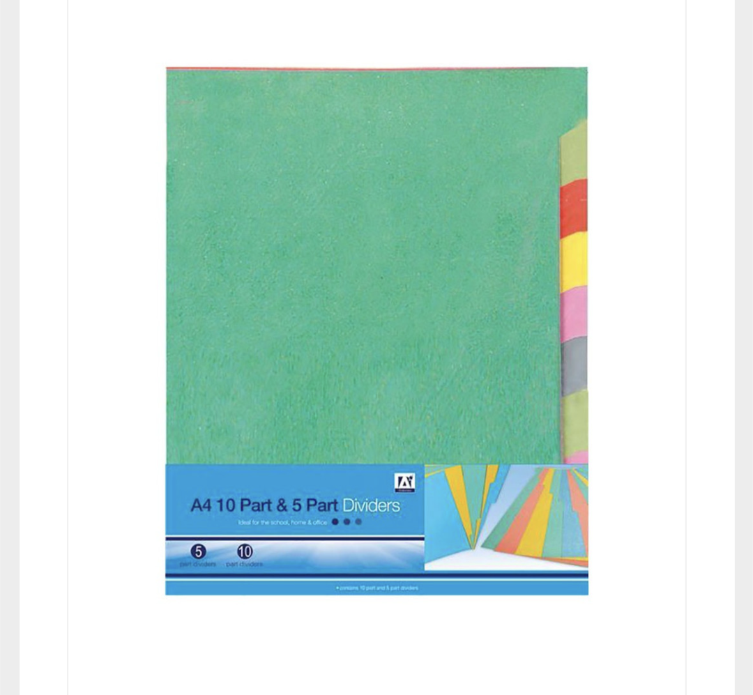 A4 Dividers Pk10