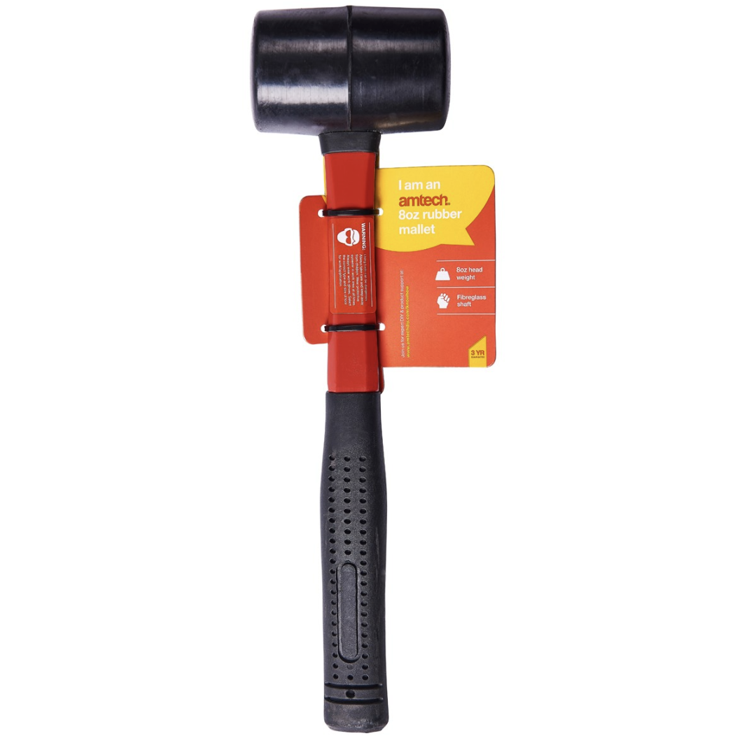 Maillet en caoutchouc noir de 225g (8oz) avec manche en fibre de verre