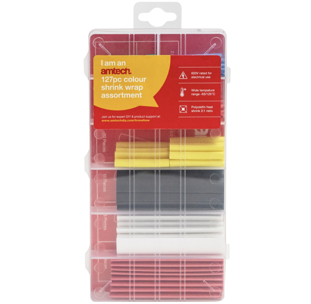 AMTECH ASSORTIMENT DE GAINES THERMORÉTRACTABLES COULEURS 127 PIÈCES