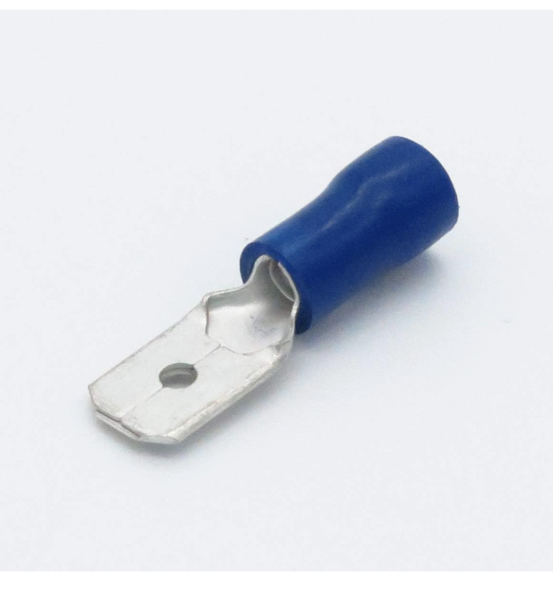 Pack of 3 Blue Spade Connector Terminals for Wiring Crimp, 1.1mm to 2.6mm² / 16-14awg, Insulated