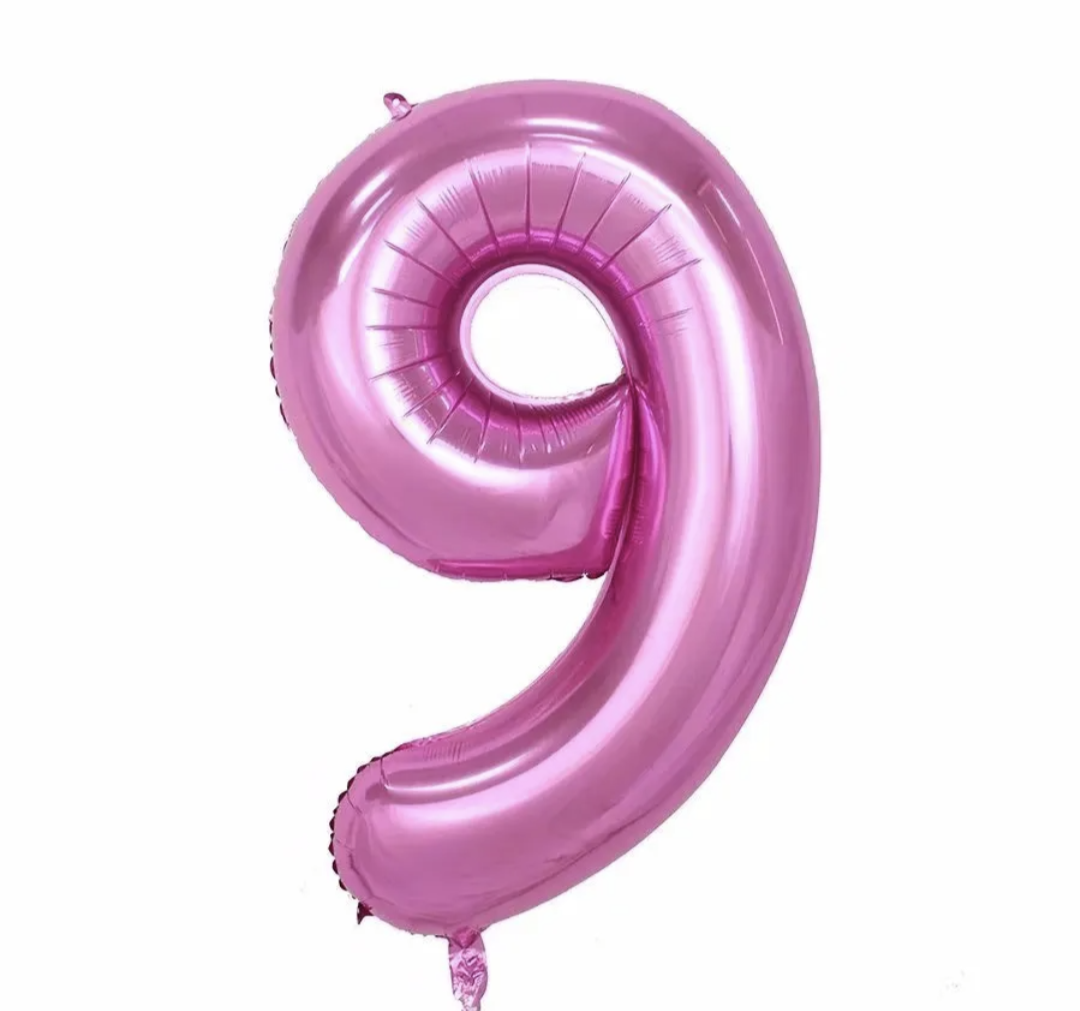 Giant No 9 Pink Helium Foil Balloon L40in