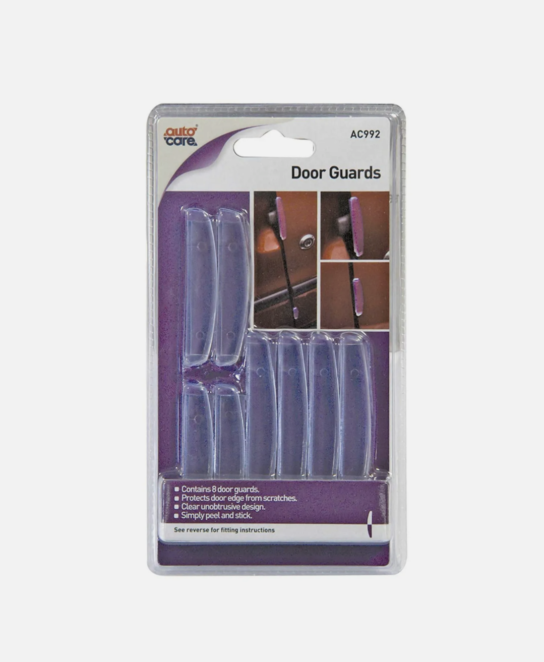 8 X Autocare Car Door Edge Guards Clear Protector Peel and Stick