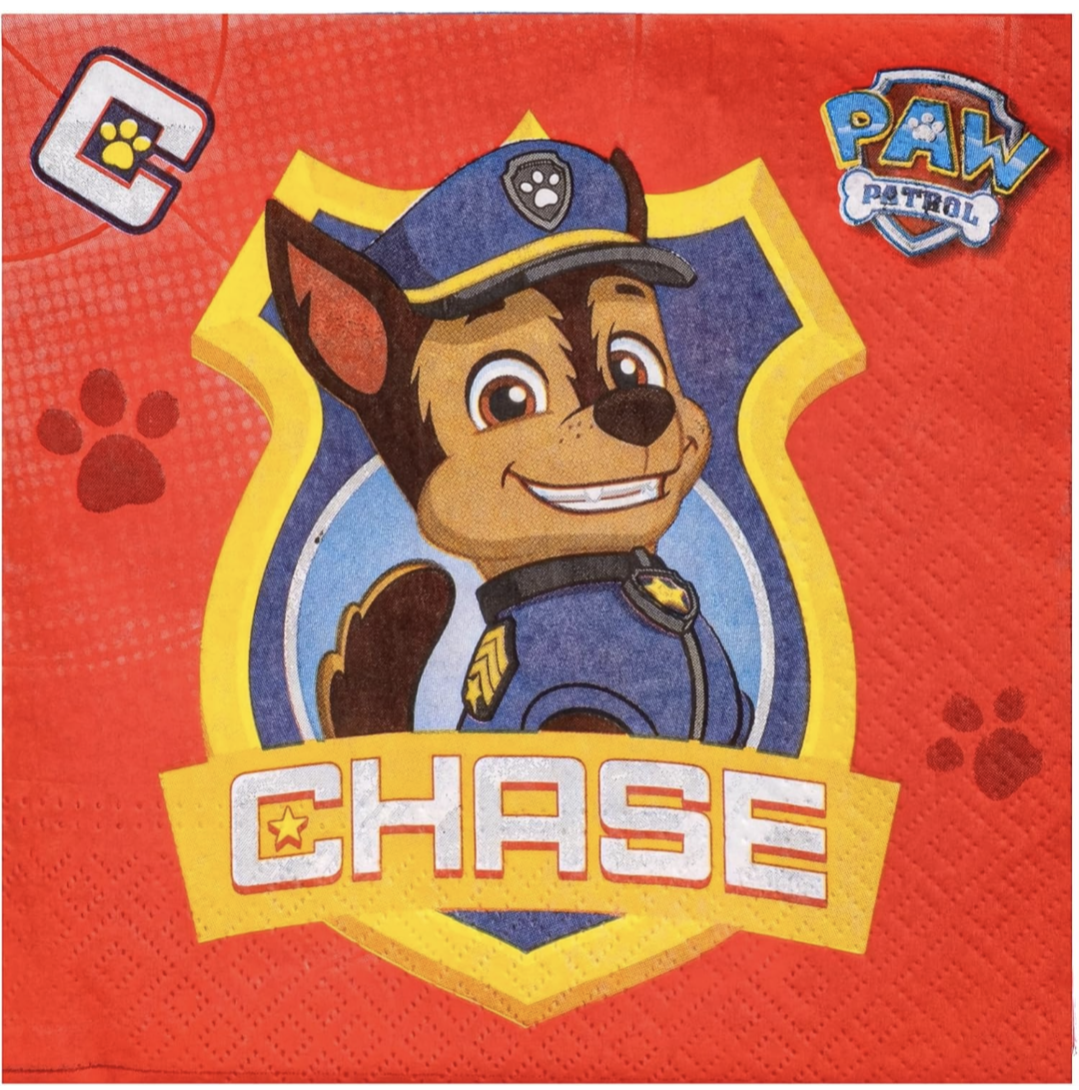 Pack of 20 Paw Patrol Paper Party Napkins 33x34cm