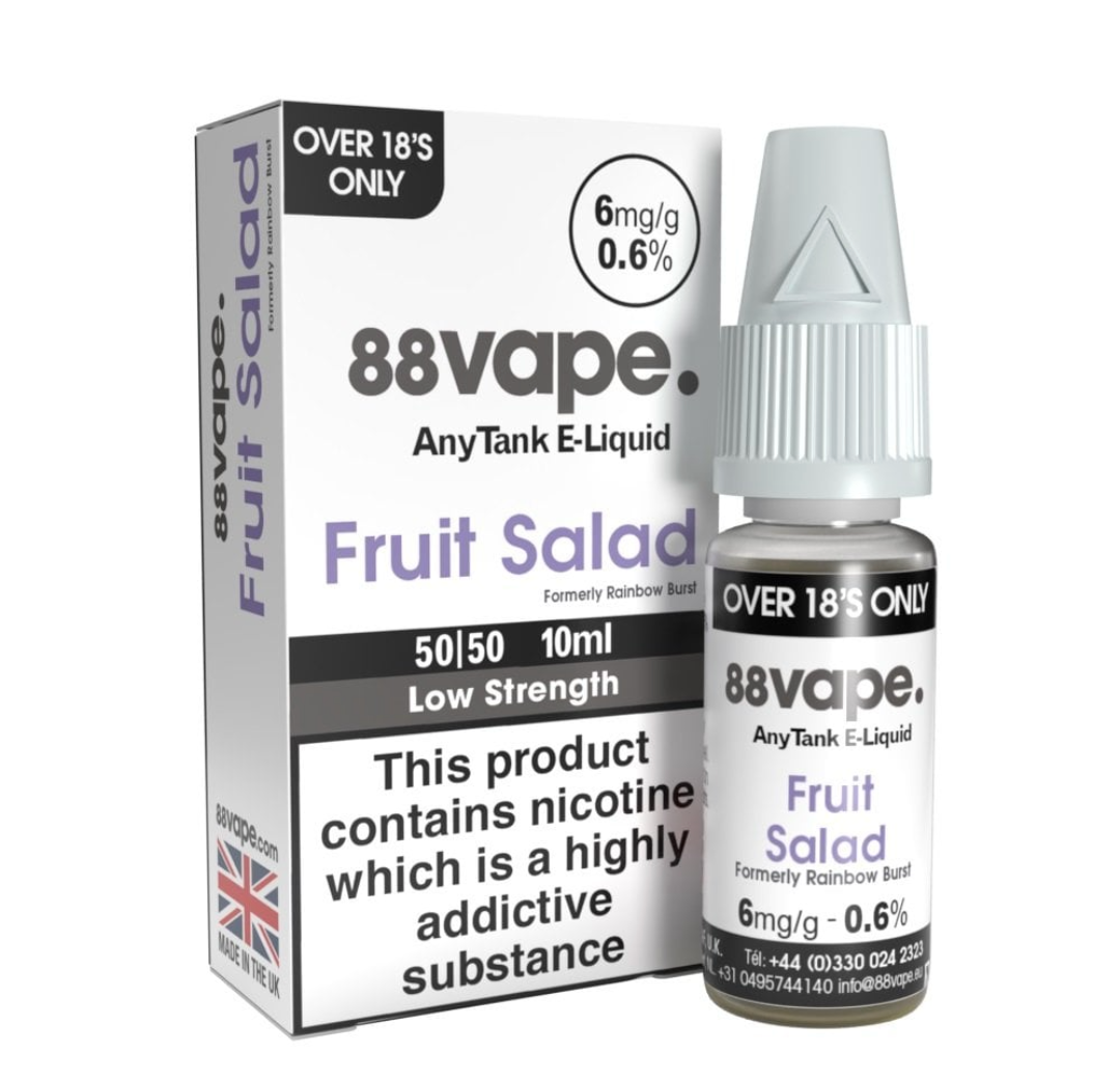 88vape 6mg Fruit Salad (Rainbow Burst) E Liquid - Anytank Series (10ml)