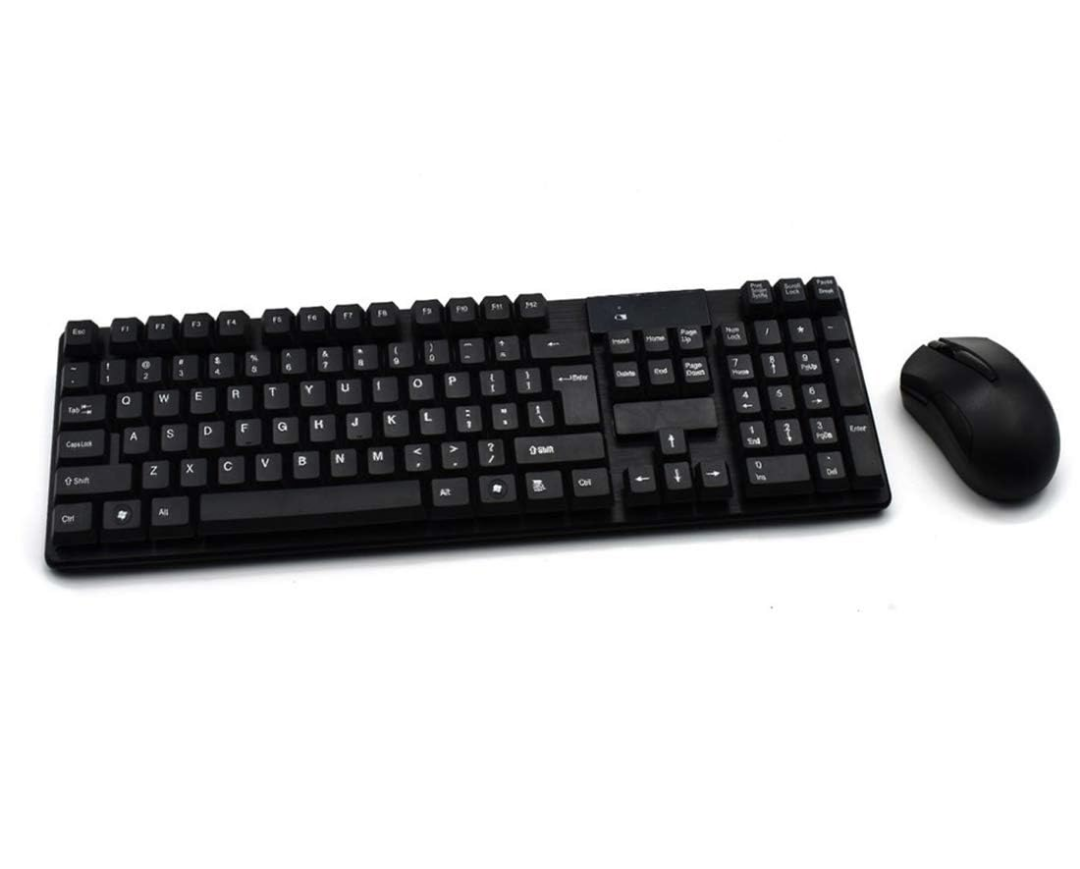 MIYAKO Wireless Keyboard Mouse Combo with Mechanical Feel, 2.4G Full-Sized Silent with Ergonomic Design (Black)
