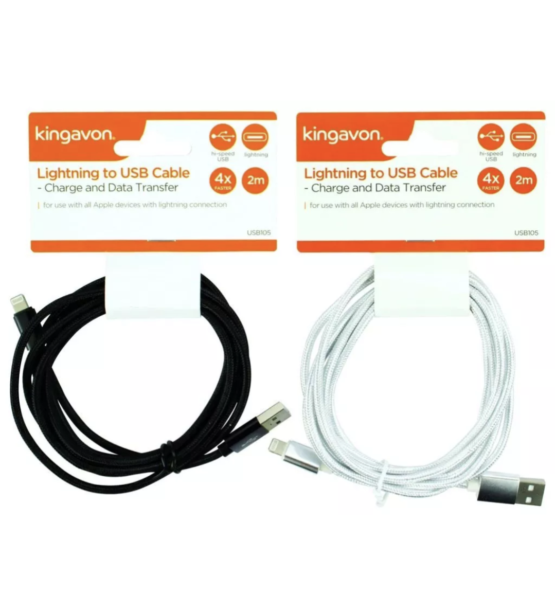 CÂBLE USB LIGHTNING 2M - NOIR OU BLANC