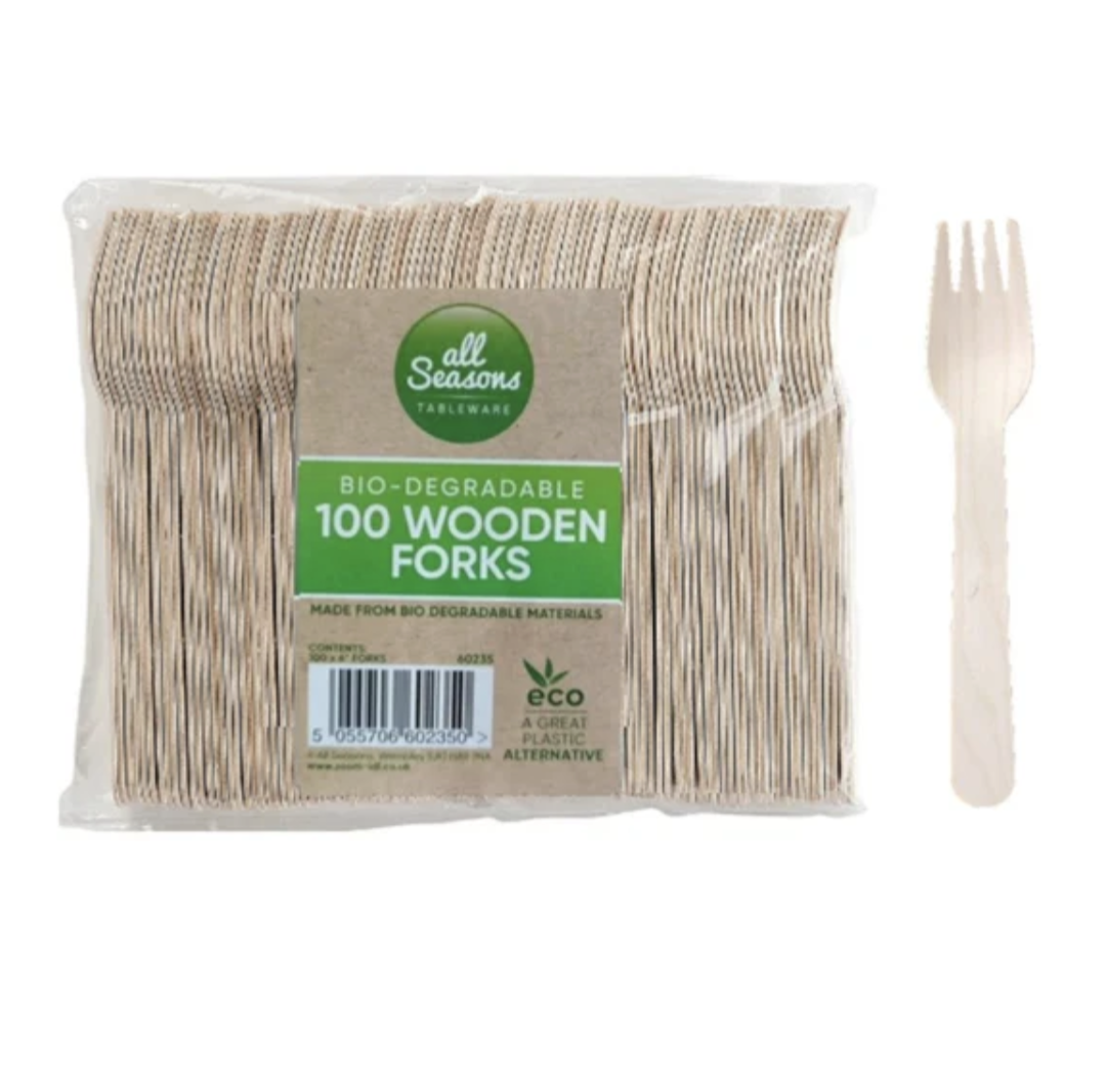 AS - Lot de 100 fourchettes en bois