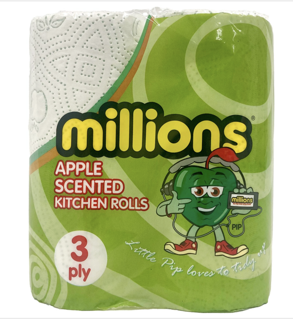 Pack of 2 - Millions Apple Scented Kitchen Towels - White