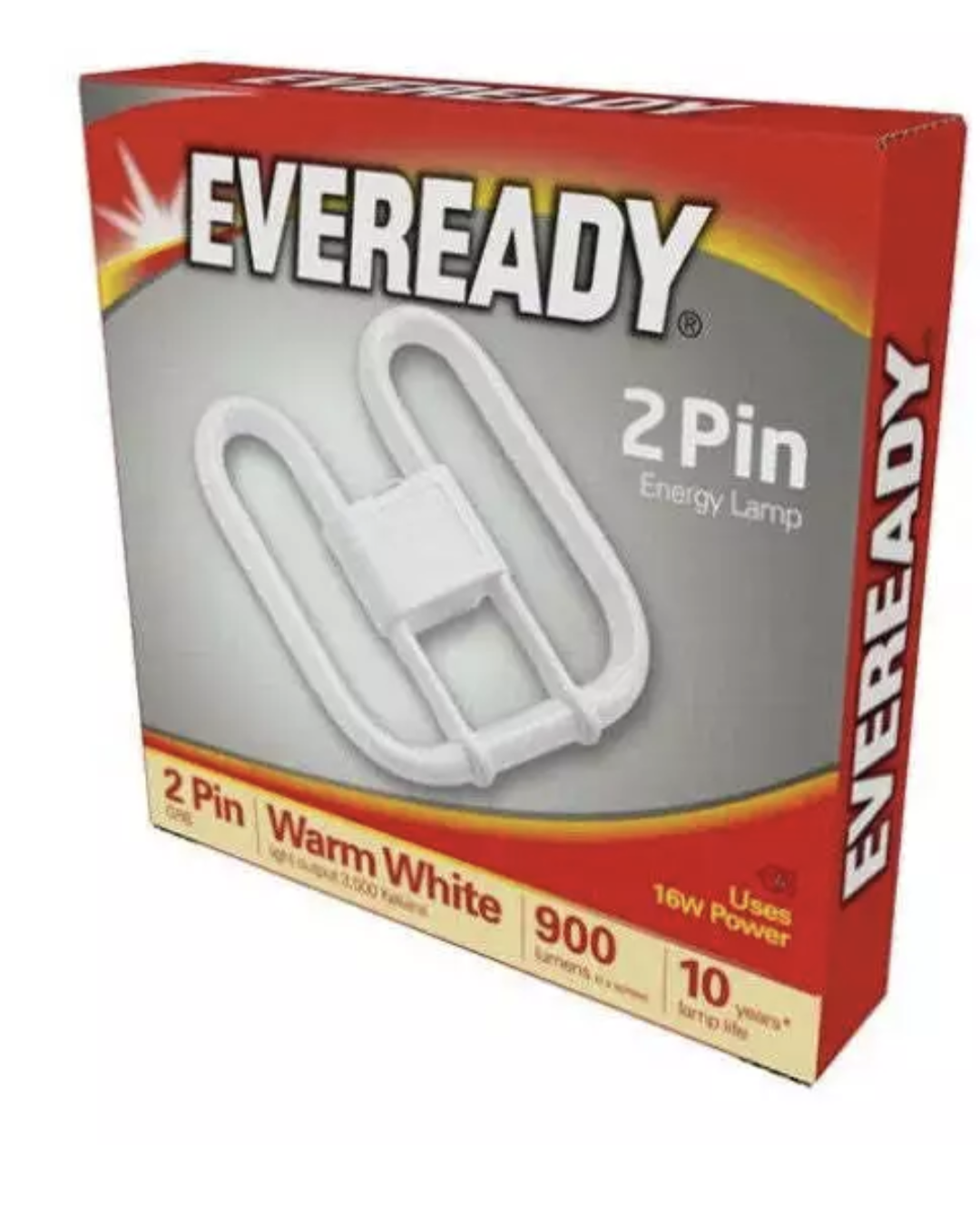 Eveready 16W 2D Compact Fluorescent Lamp 2 Pin 3500K White -