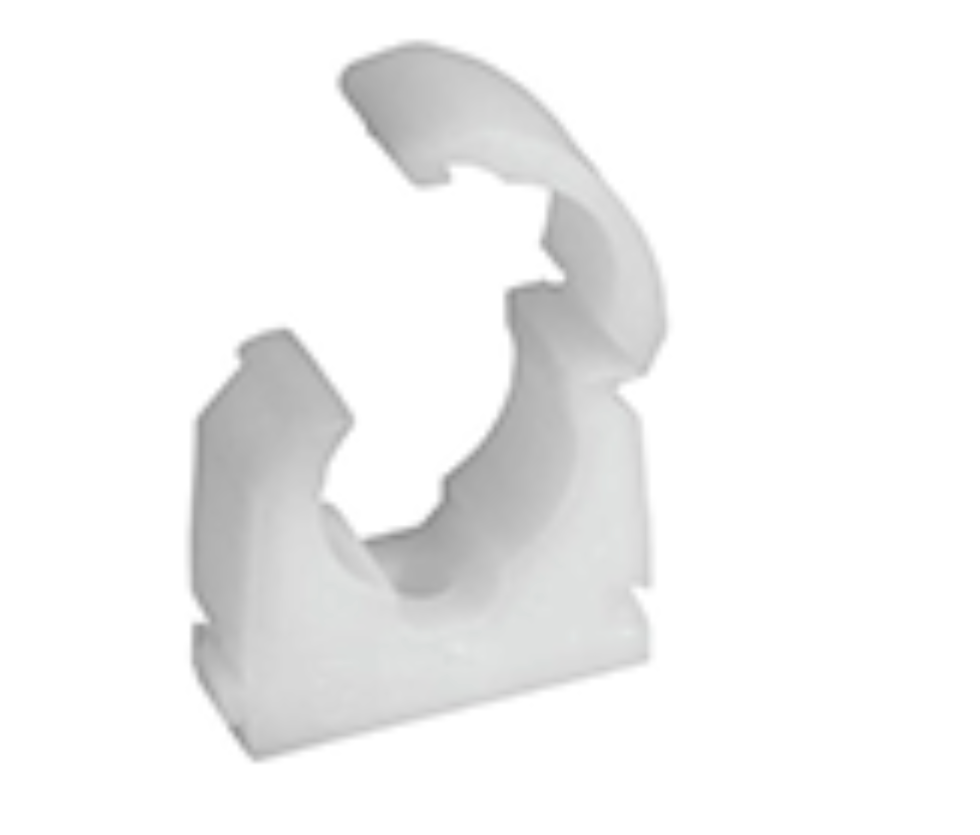 Single Hinged Pipe Clips, White Plastic 22mm Pack Of 5