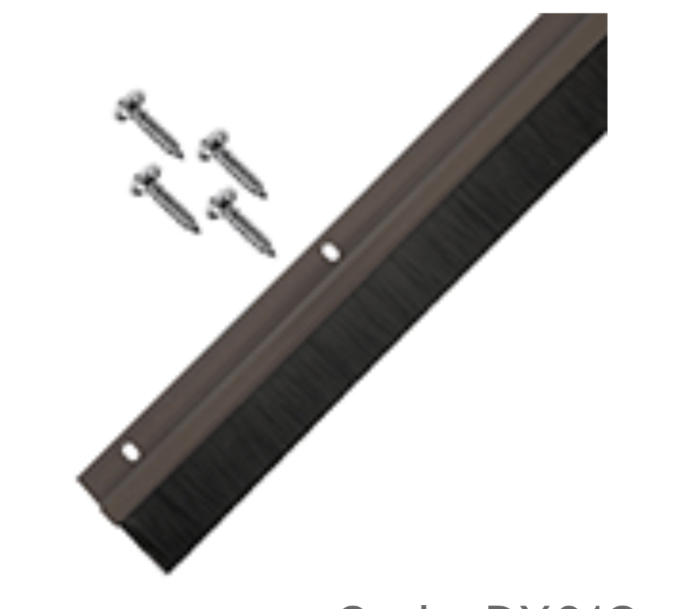 Bas de porte brosse, coupe-tirage, à visser, plastique marron 915 mm de long avec brosse de 25 mm de hauteur